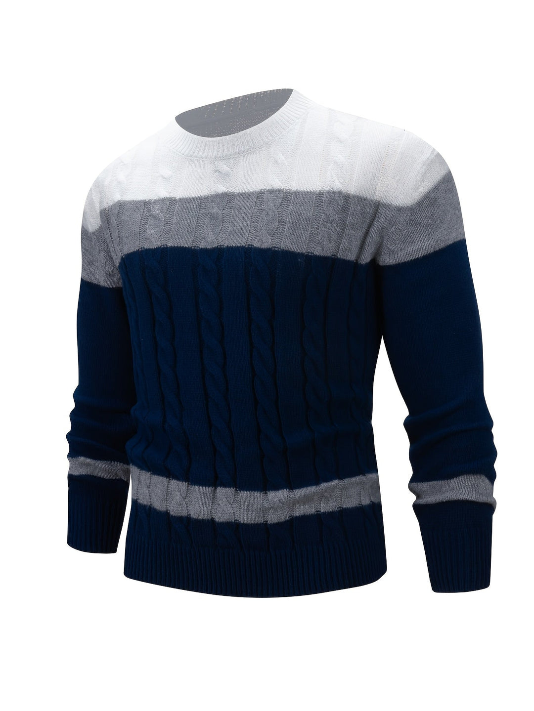 Men's Cable Knit Crew Neck Jumper