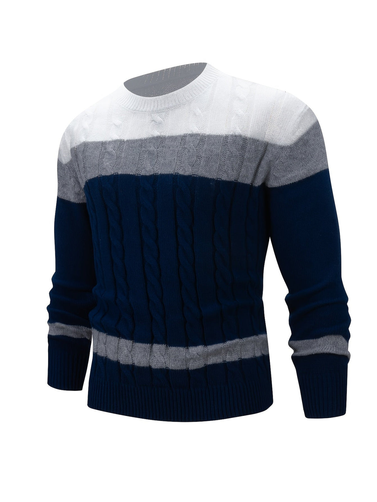 Men's Cable Knit Crew Neck Jumper