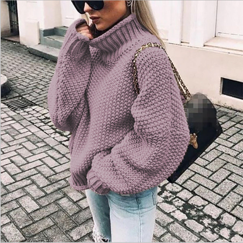 Maglione da donna in maglia grossa a collo alto