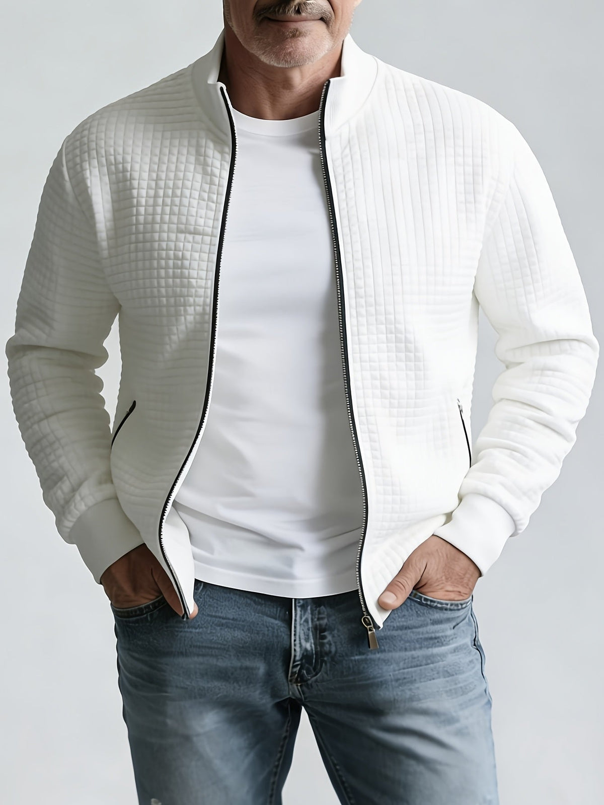 Men's Zip Up Cardigan with Stand Up Collar