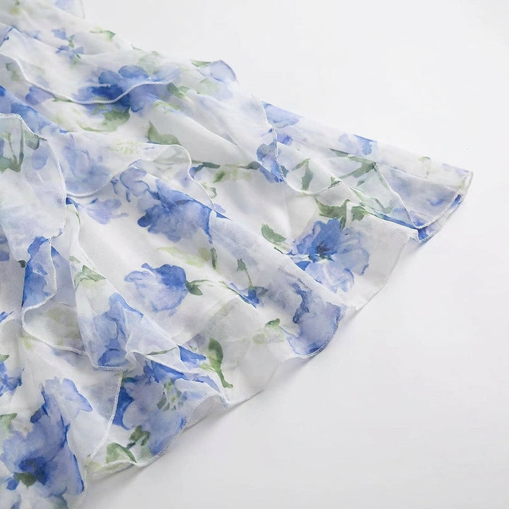 Women's Floral Corset Ruffle Maxi Dress