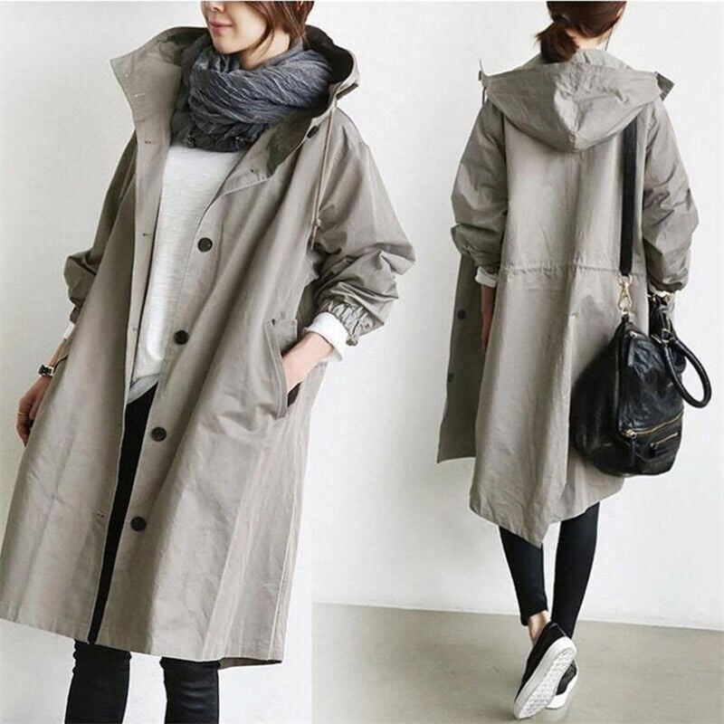Women's Hooded Jacket with Button Front