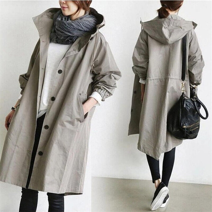 Women's Hooded Jacket with Button Front