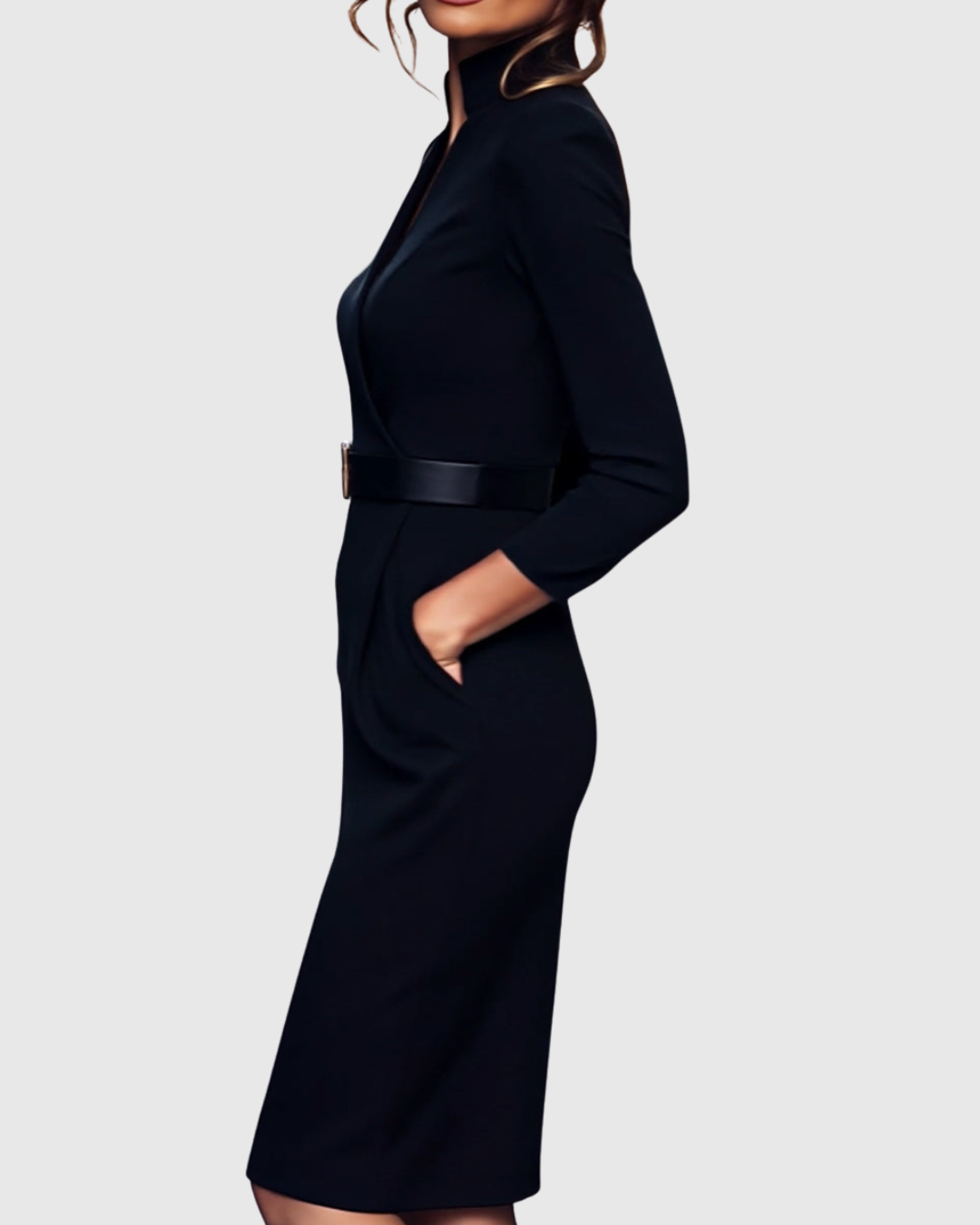 Joanna | Women's Midi Dress Fitted with a Belt
