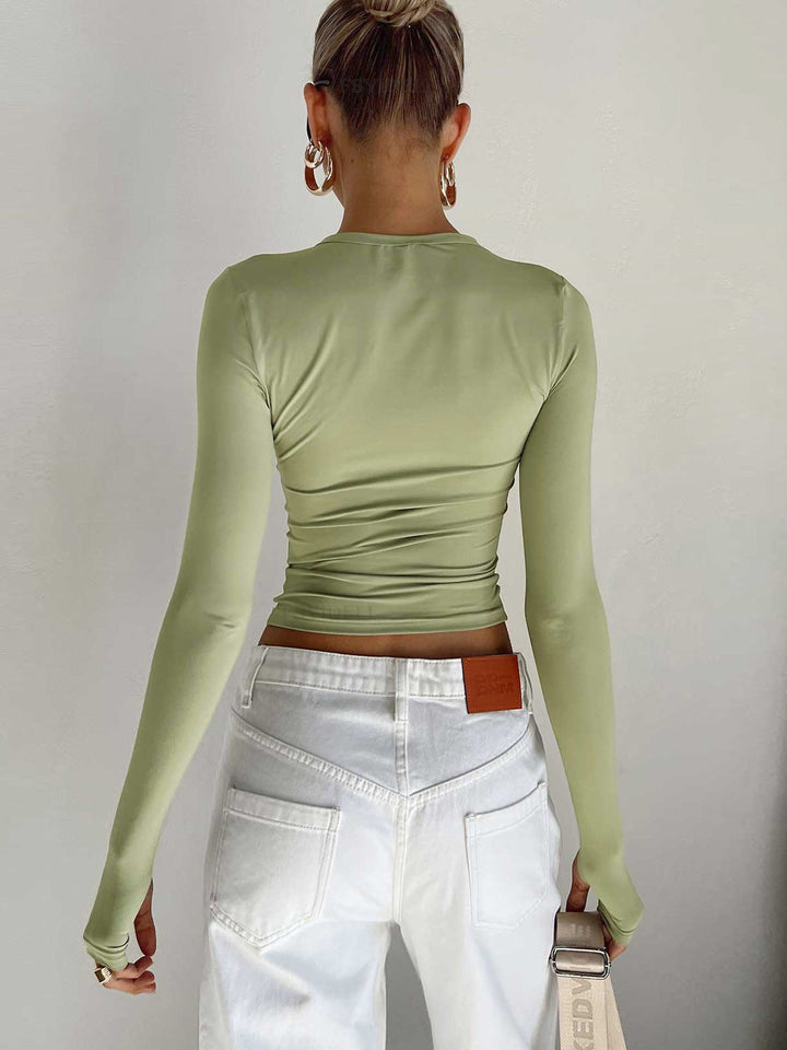 Women's Long Sleeve Crop Blouse