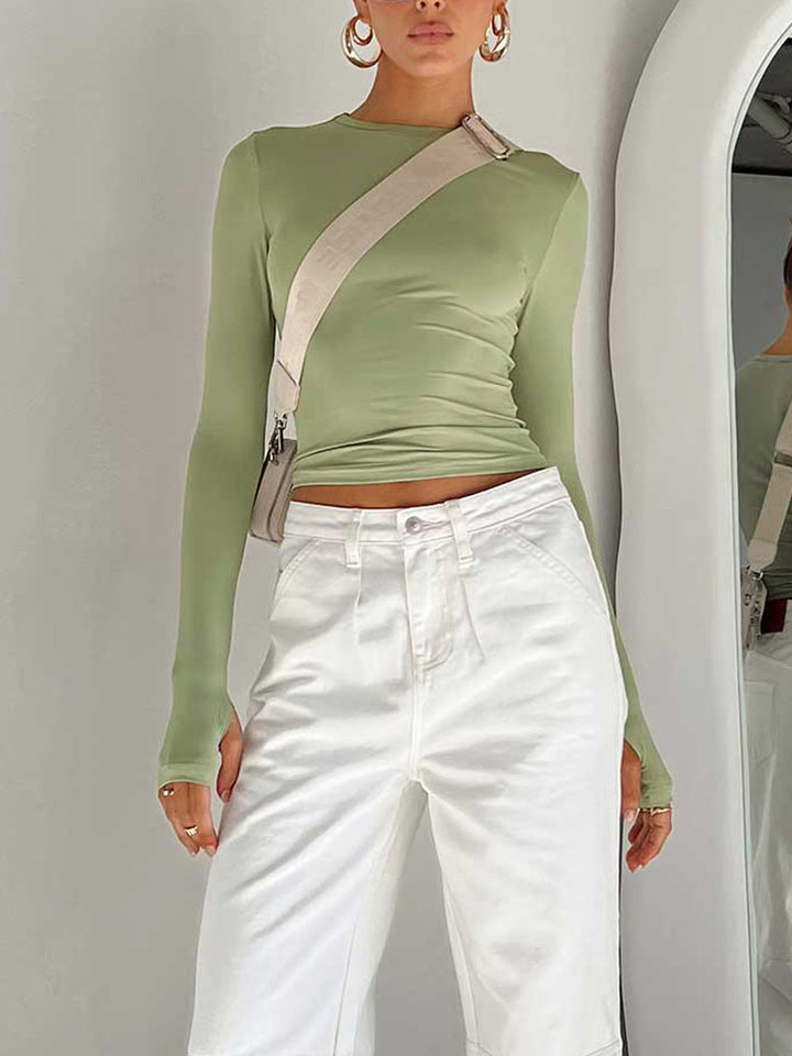 Women's Long Sleeve Crop Blouse