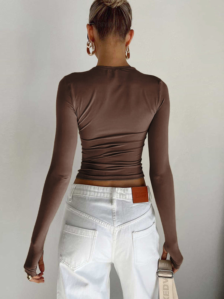 Women's Long Sleeve Crop Blouse