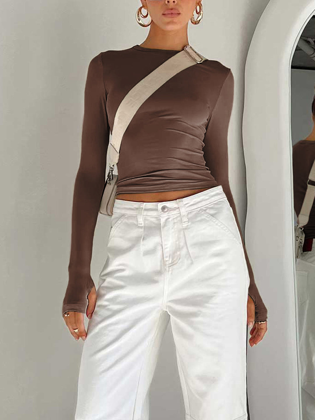 Women's Long Sleeve Crop Blouse