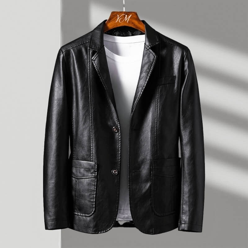 Men's Leather Blazer with Tailored Fit