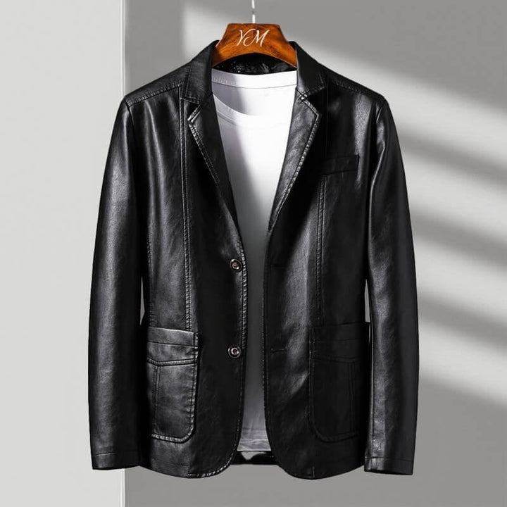 Men's Leather Blazer with Tailored Fit