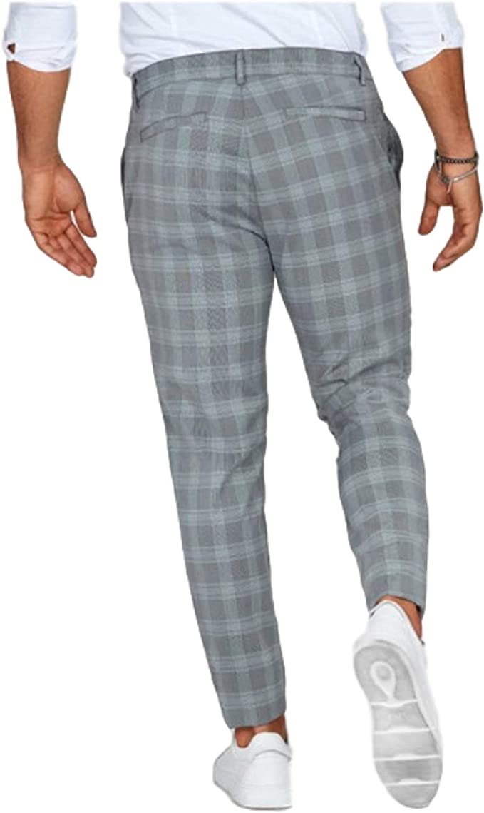 Men's Casual Checked Chino Pants