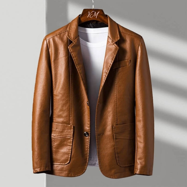 Men's Leather Blazer with Tailored Fit