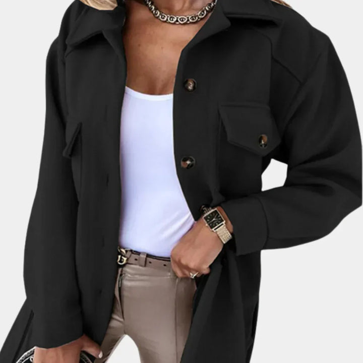 Women's Long Belted Shacket with Flap Pockets