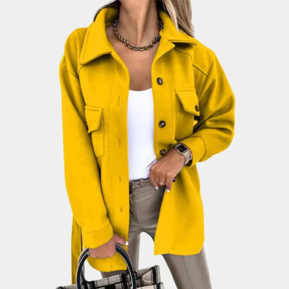 Women's Long Belted Shacket with Flap Pockets