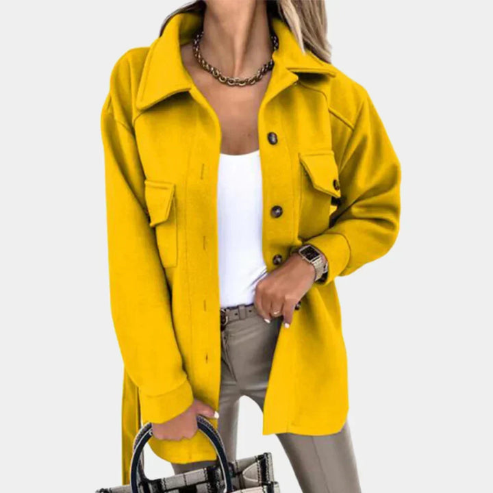 Women's Long Belted Shacket with Flap Pockets