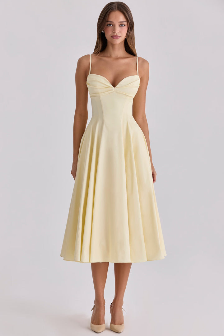 Women's Gathered Bust Midi Dress