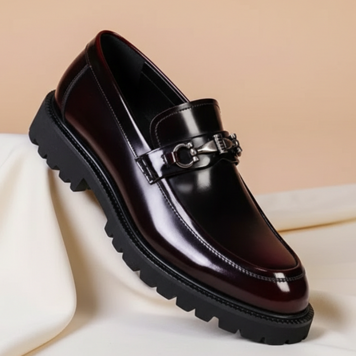 Men's Leather Loafers with Horse-Bit Detail
