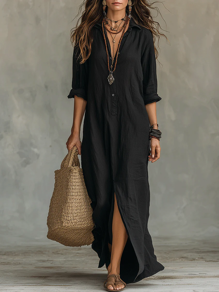 Women's Button Front Maxi Dress