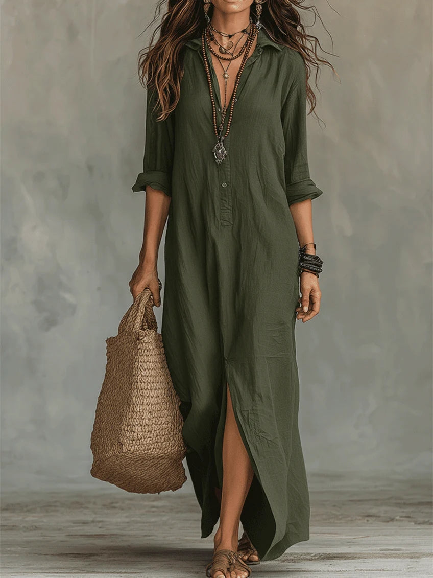 Women's Button Front Maxi Dress