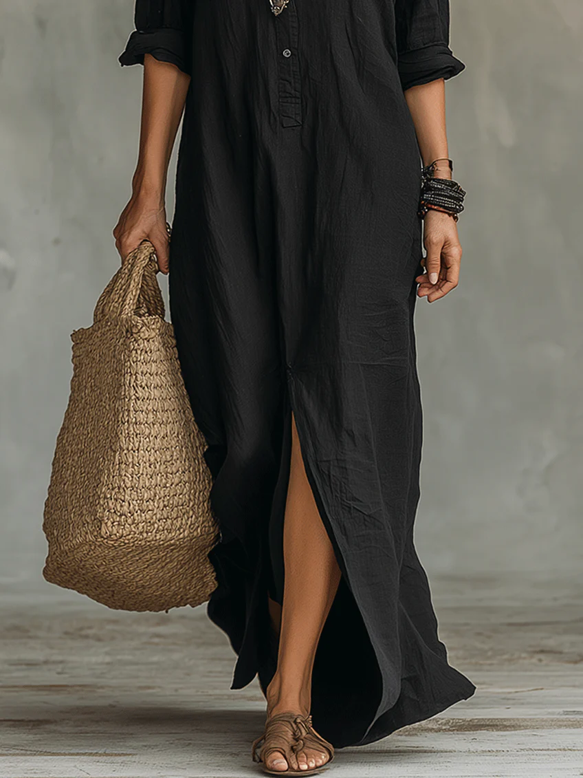 Women's Button Front Maxi Dress