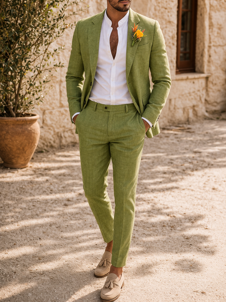 Men's Linen Wedding Suit