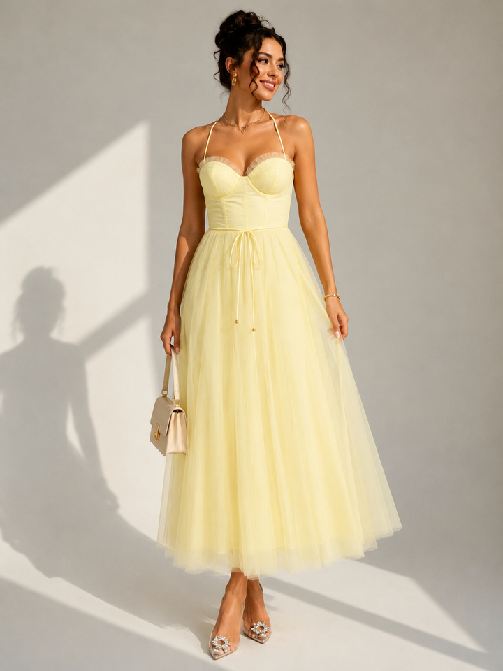 Women's Wedding Guest Tulle Midi Dress