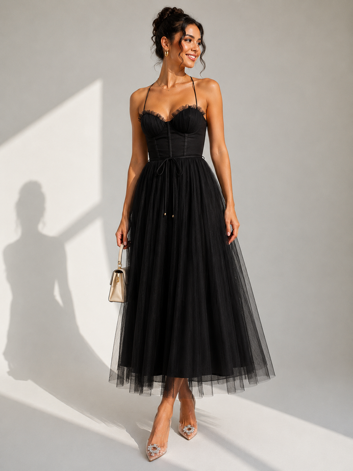 Women's Wedding Guest Tulle Midi Dress