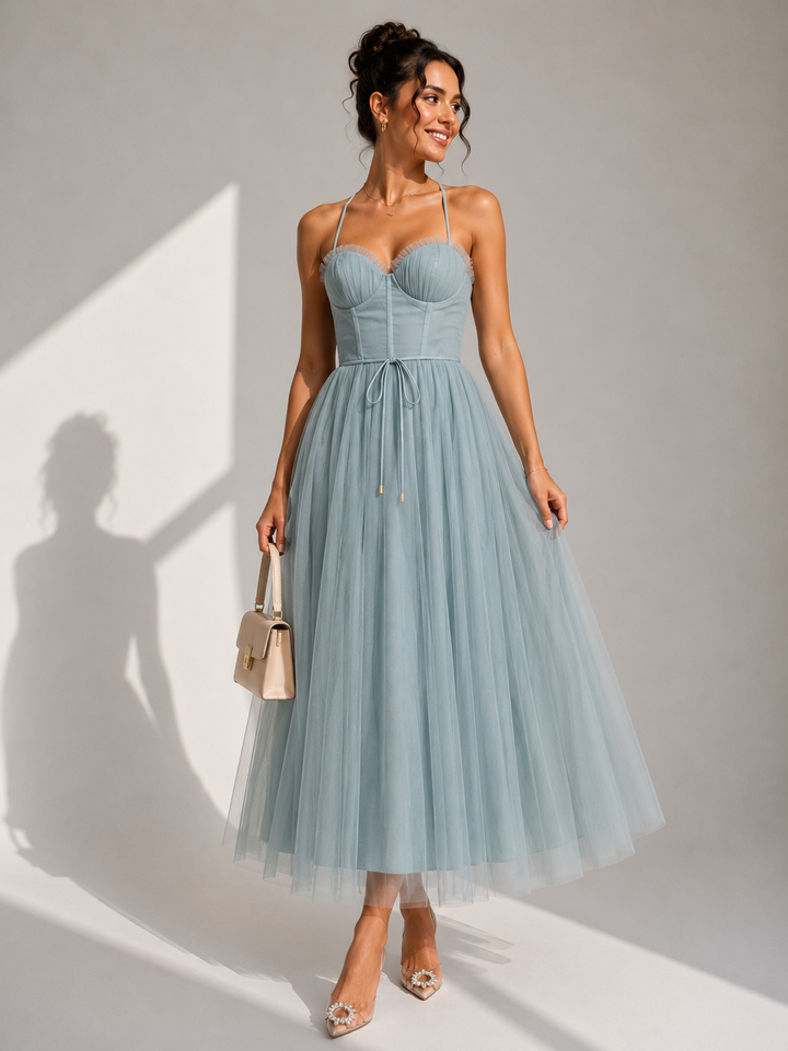 Women's Wedding Guest Tulle Midi Dress