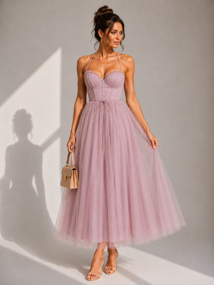 Women's Wedding Guest Tulle Midi Dress