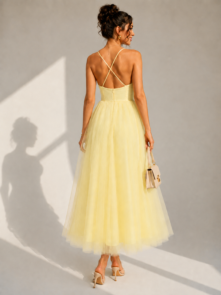 Women's Wedding Guest Tulle Midi Dress
