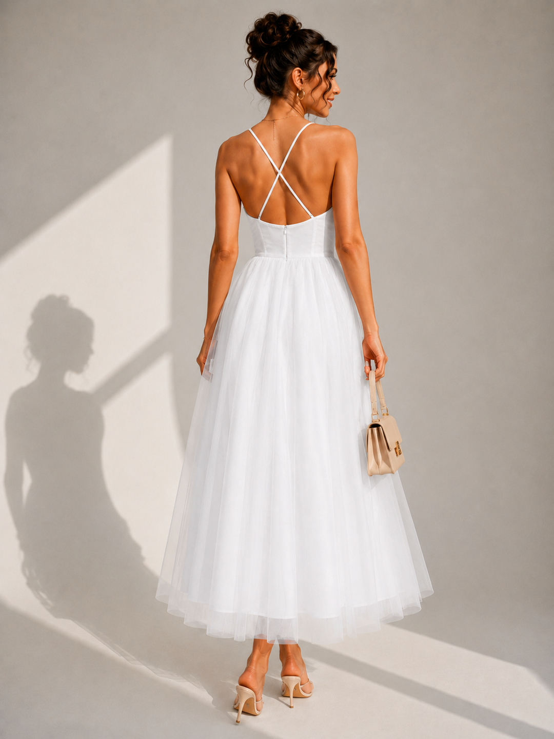 Women's Wedding Guest Tulle Midi Dress