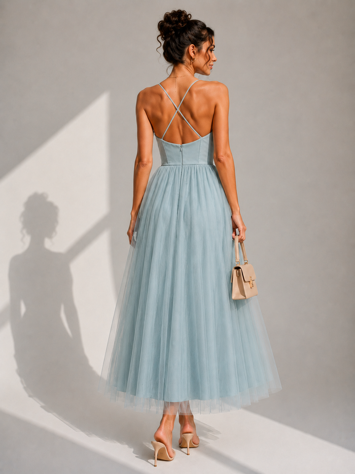 Women's Wedding Guest Tulle Midi Dress