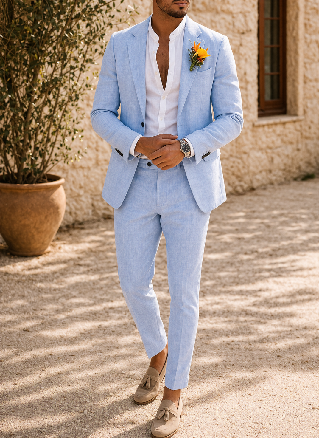 Men's Linen Wedding Suit