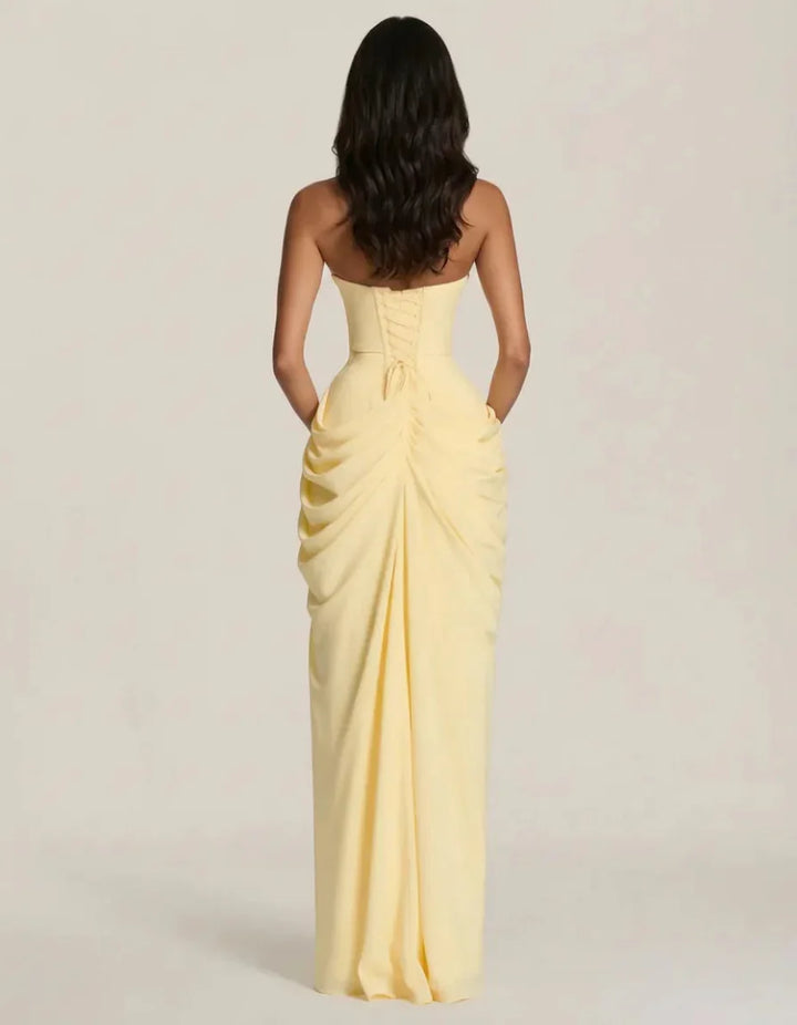 Women's Strapless Draped Maxi Dress