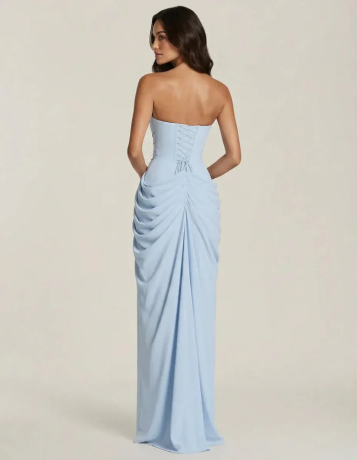 Women's Strapless Draped Maxi Dress