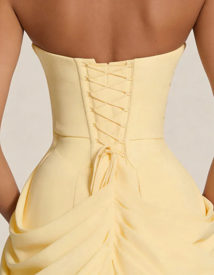 Women's Strapless Draped Maxi Dress