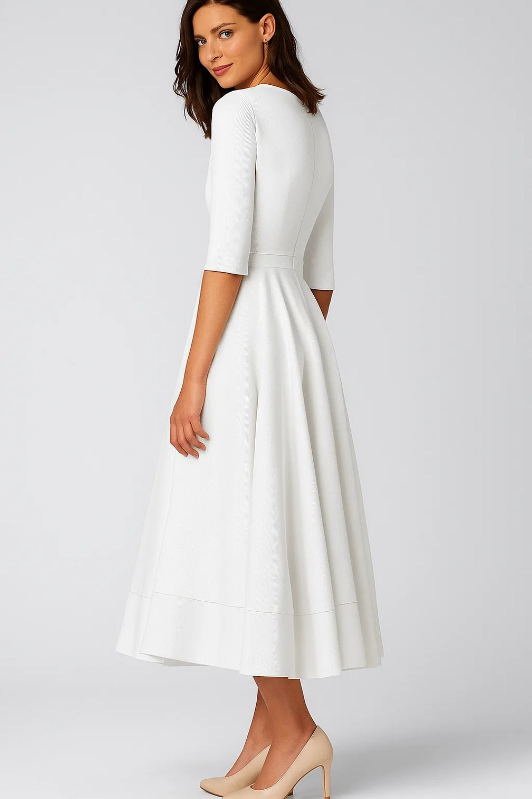 Alicja | V-Neck Midi Wedding Dress