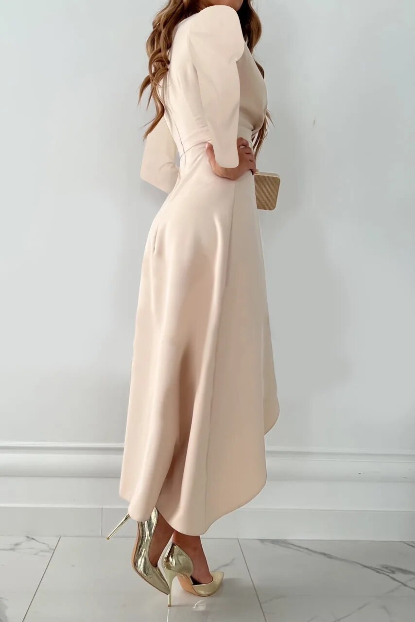 Women's V-Neck Midi Dress with Slit