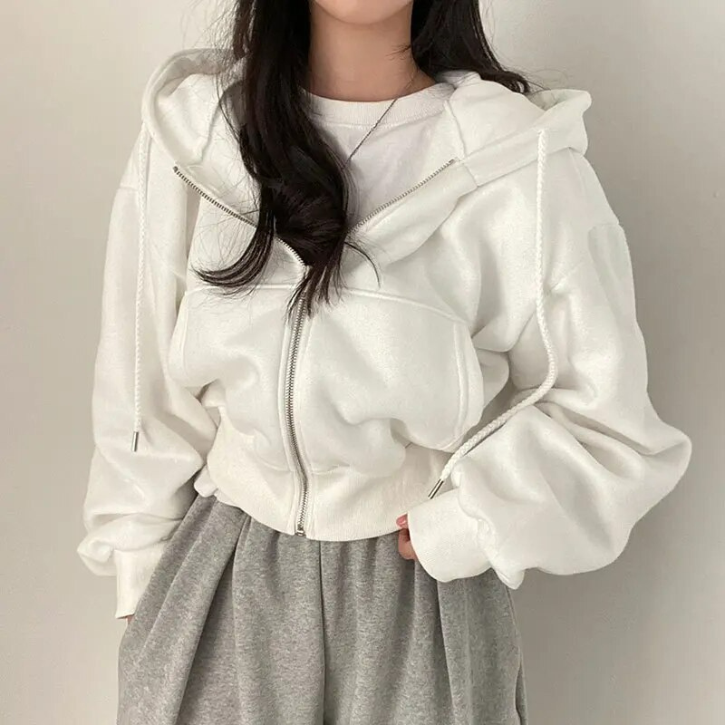 Women's Oversized Zip-Up Hoodie with Pockets