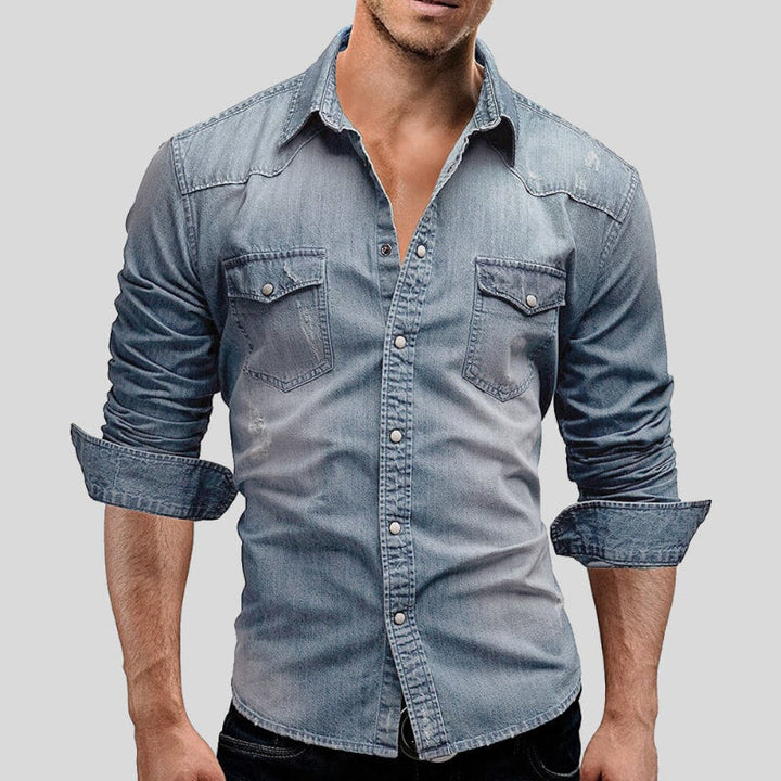 Men's Long-Sleeve Denim Shirt