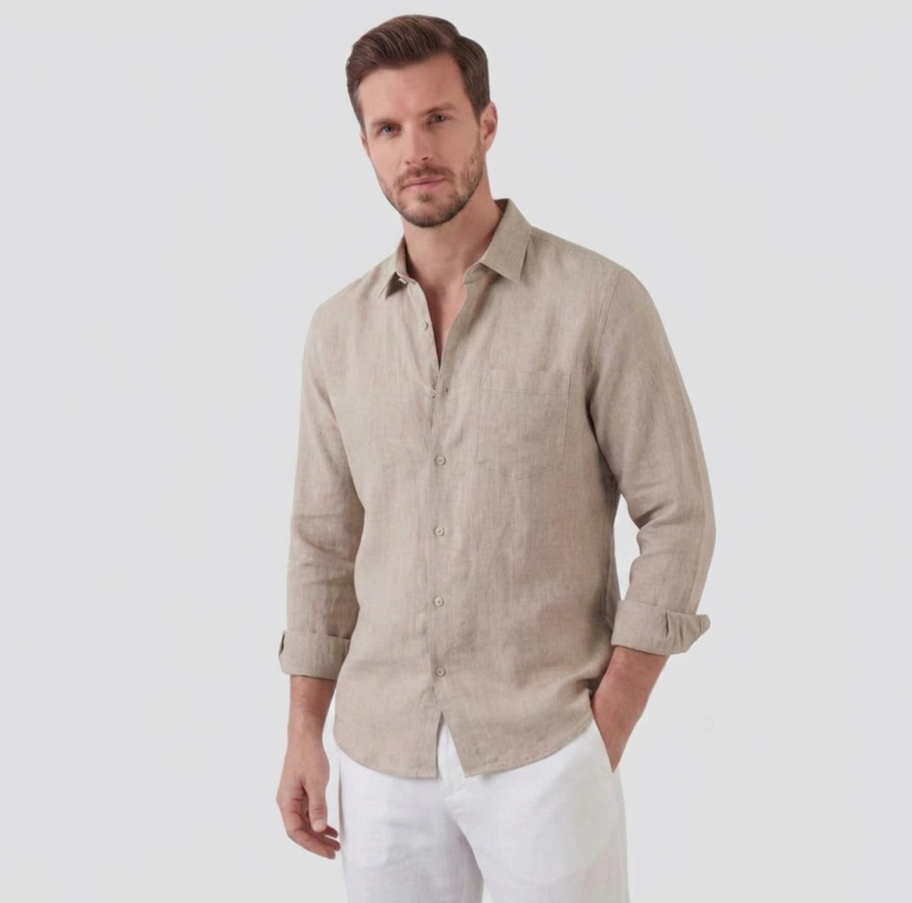 Men's Linen Button Up Shirt