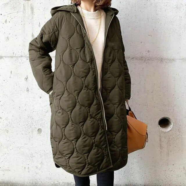 Women's Padded Parka with Hood and Pockets