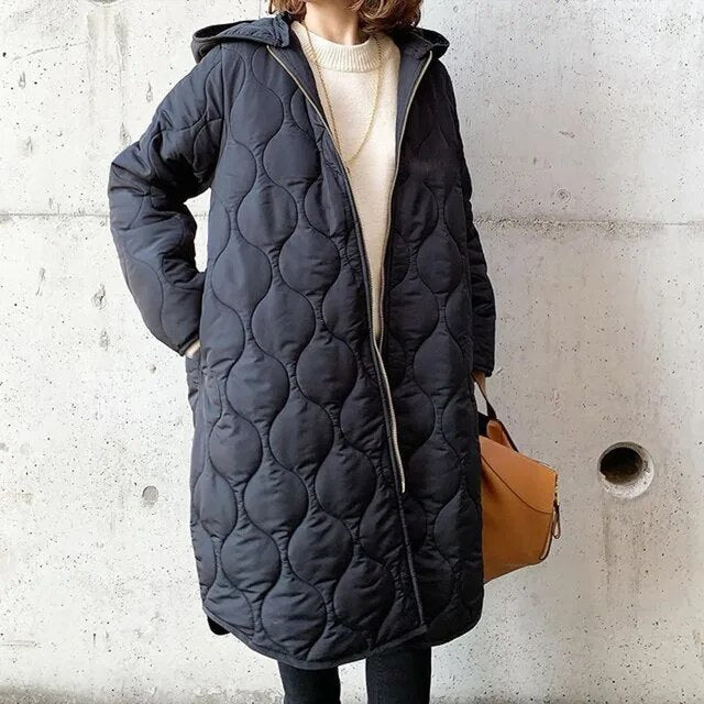 Women's Padded Parka with Hood and Pockets