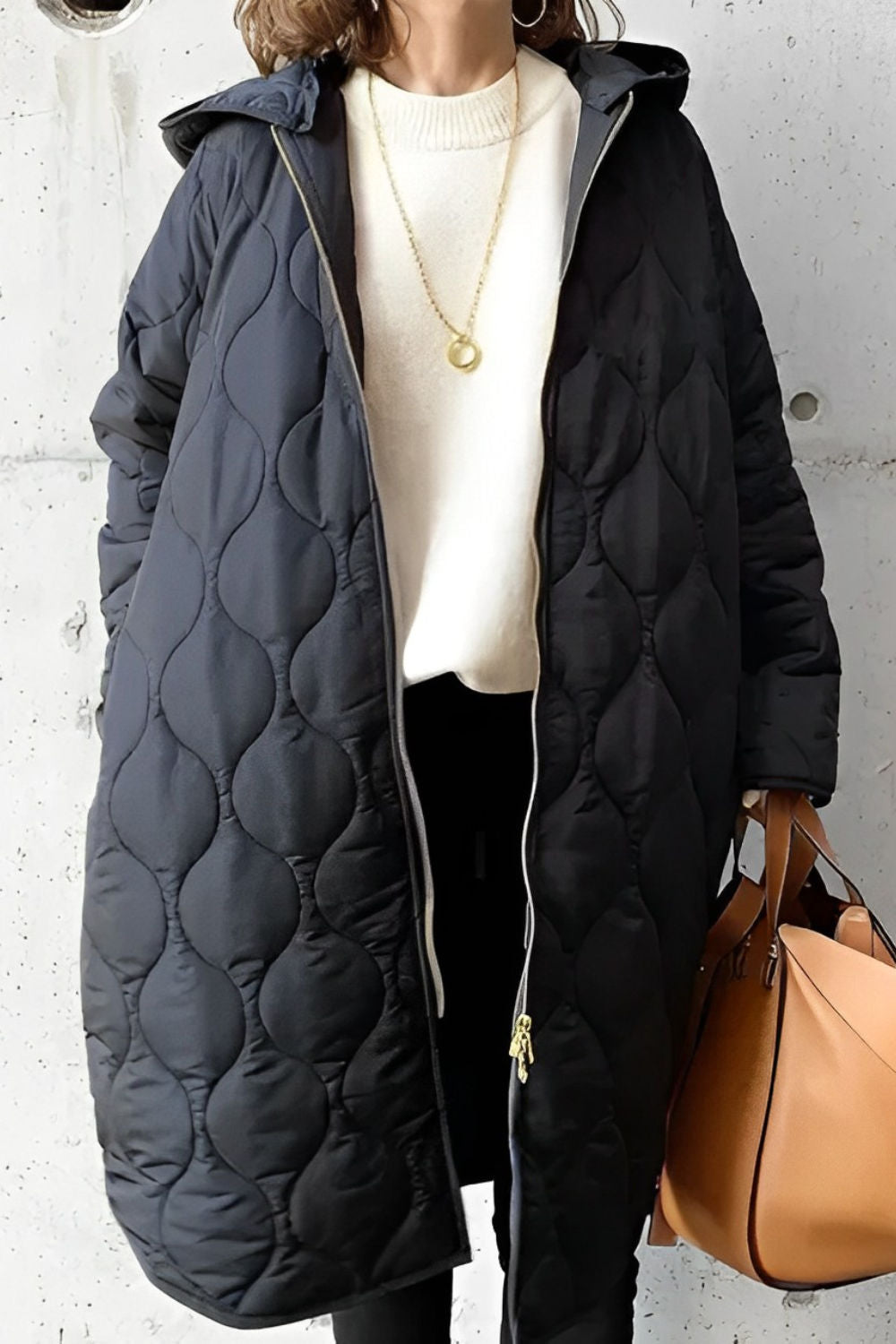 Women's Padded Parka with Hood and Pockets