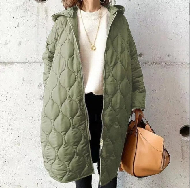 Women's Padded Parka with Hood and Pockets
