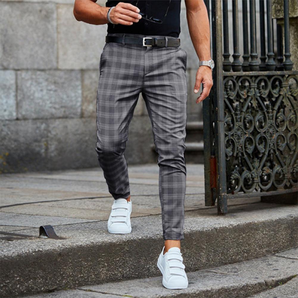 Men's Casual Checked Chino Pants