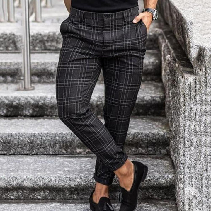 Men's Casual Checked Chino Pants