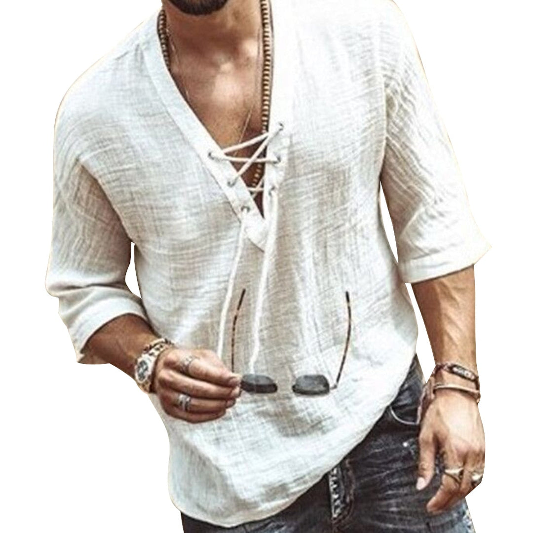 Men's Summer Shirt with V-Neck