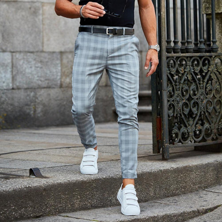 Men's Casual Checked Chino Pants