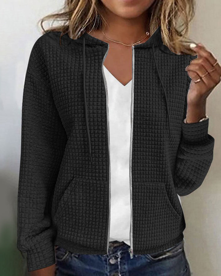 Women's Textured Zip-Up Hoodie